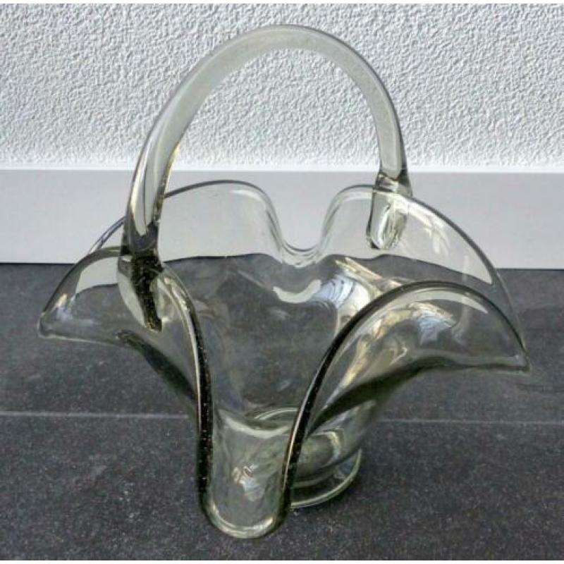 Glazen hengselschaal vaas glas mondgeblazen