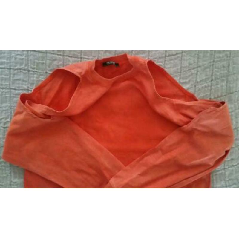 Bershka cropped trui maat M oranje blote schouders croptop