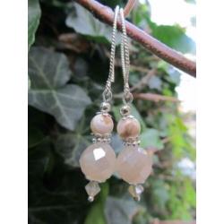 Oorbellen "Crazy Sand" kristalglas-agaat-swarovski zilver