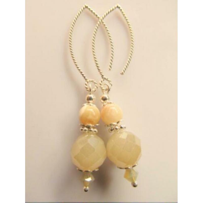 Oorbellen "Crazy Sand" kristalglas-agaat-swarovski zilver
