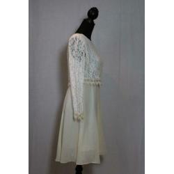Vintage jurk wit met kant trouwjurk maat 36 38 NIEUW
