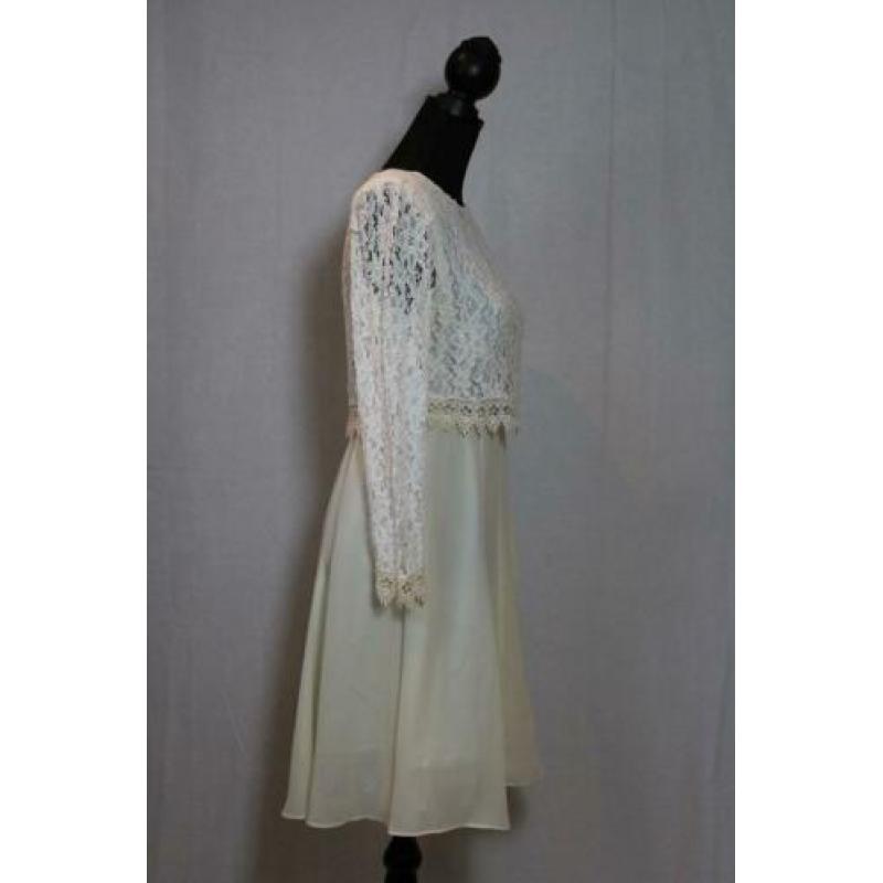 Vintage jurk wit met kant trouwjurk maat 36 38 NIEUW