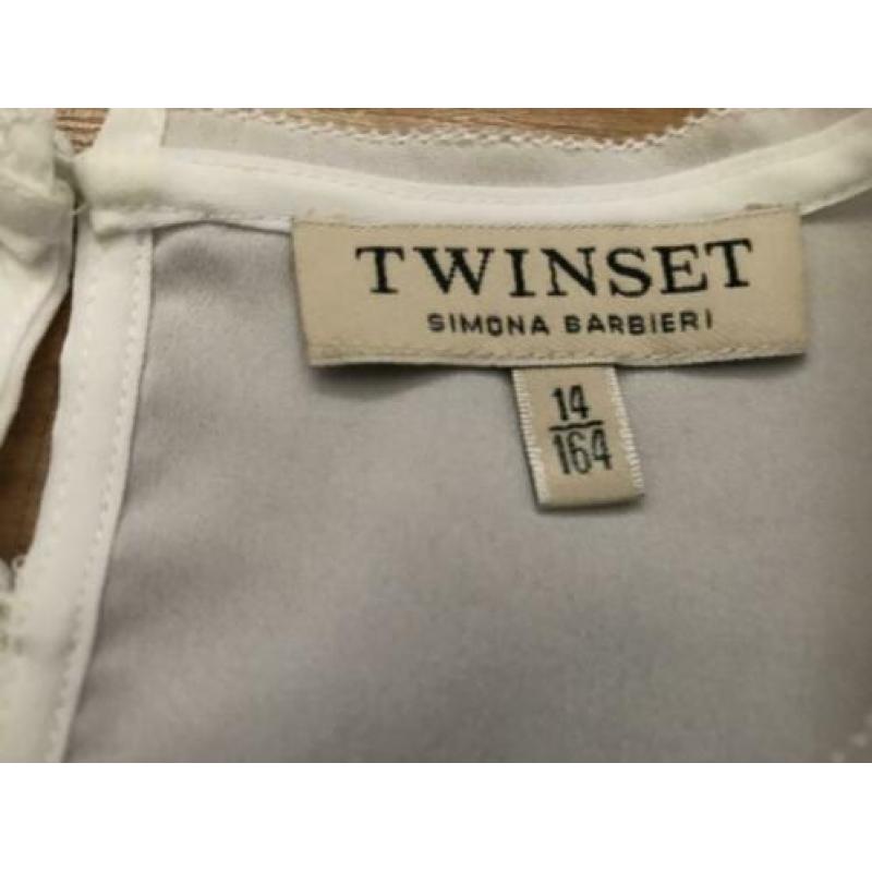 TWIN SET witte blouse met crème kant maat 164
