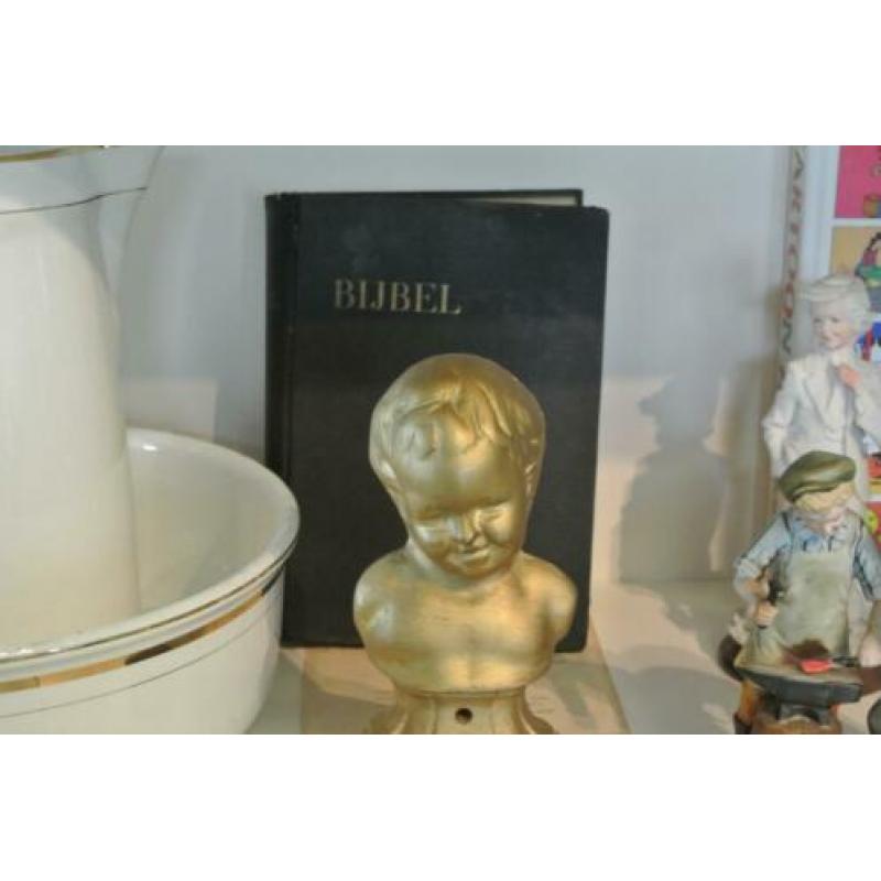 Antiek Beeld Gietijzer ( Goud-kleurig) Torso van Kind