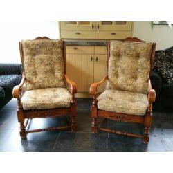 2 x Antieke Eiken Fauteuils