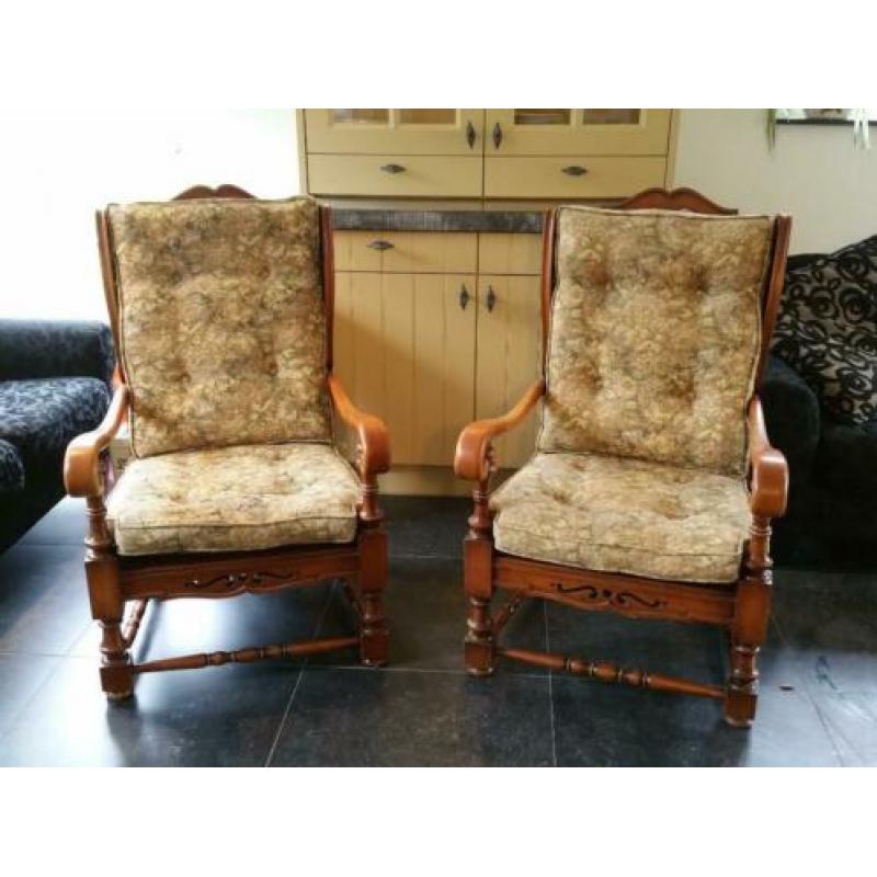 2 x Antieke Eiken Fauteuils