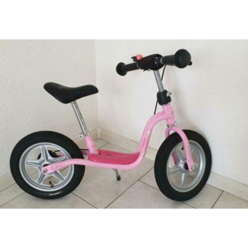 Puky roze loopfiets handrem luchtbanden standaard (zgan)