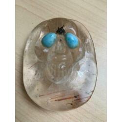Rutielkwarts Skull met Larimar ogen / bijzonder object