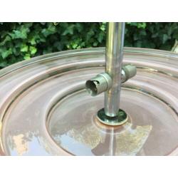 Art deco lamp, chroom met roze glas