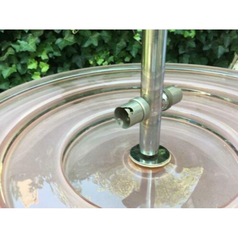 Art deco lamp, chroom met roze glas