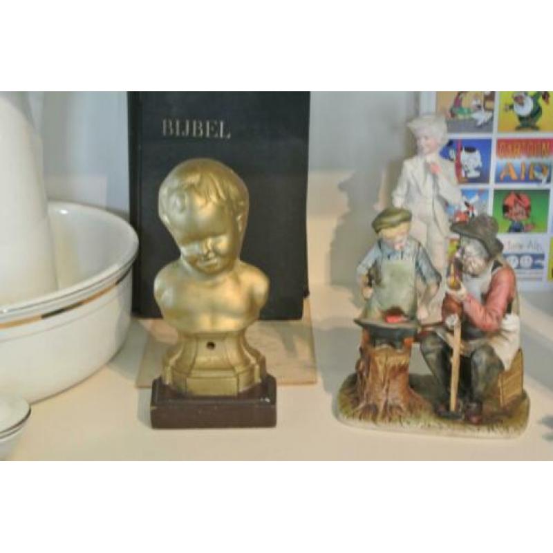 Antiek Beeld Gietijzer ( Goud-kleurig) Torso van Kind