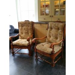 2 x Antieke Eiken Fauteuils