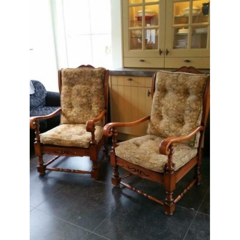 2 x Antieke Eiken Fauteuils
