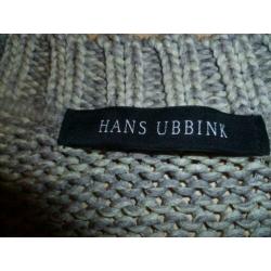 HANS UBBINK v-hals trui met kabelmotief grijs mêlee maat XL