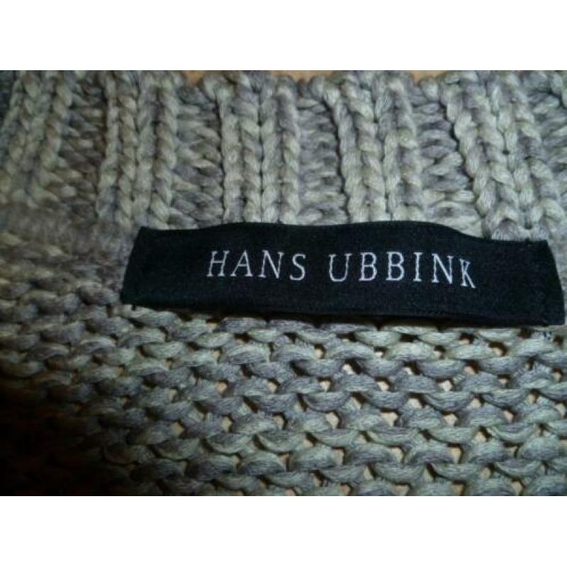 HANS UBBINK v-hals trui met kabelmotief grijs mêlee maat XL
