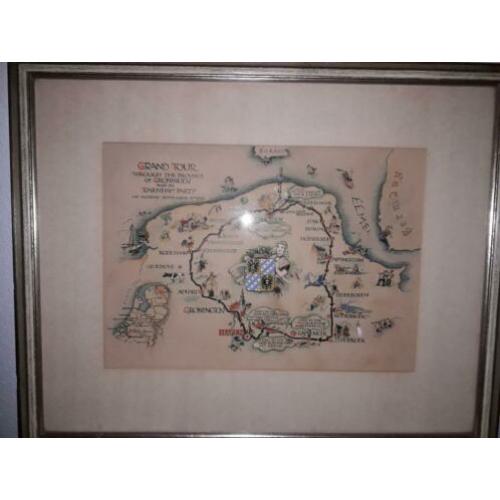 AQUAREL TEKENING van de PROVINCIE GRONINGEN uit 1950 i.z g.s