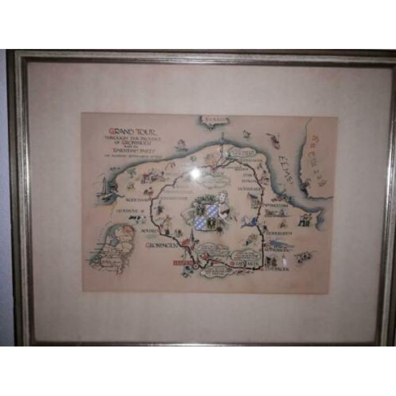 AQUAREL TEKENING van de PROVINCIE GRONINGEN uit 1950 i.z g.s