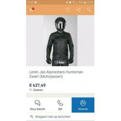 Nieuwe Alpinestars Huntsman leren motor jas maat 52