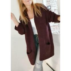 ? AMERIVCAN VINTAGE ? | Royaal - Diep bruin gebreid vest M/L
