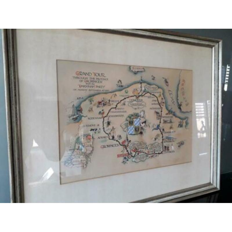 AQUAREL TEKENING van de PROVINCIE GRONINGEN uit 1950 i.z g.s