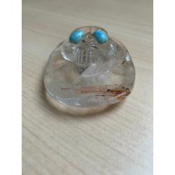 Rutielkwarts Skull met Larimar ogen / bijzonder object