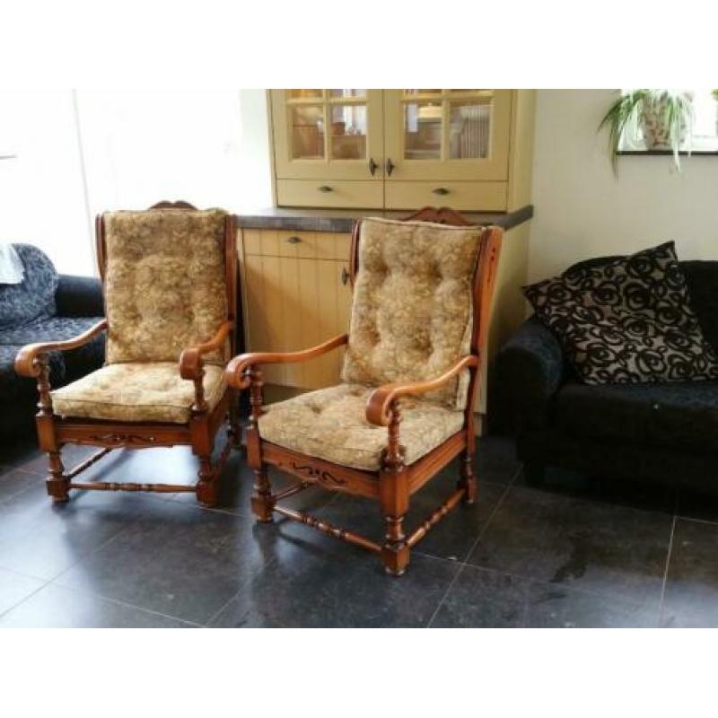 2 x Antieke Eiken Fauteuils
