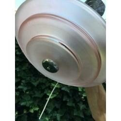 Art deco lamp, chroom met roze glas