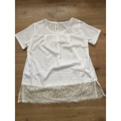 TWIN SET witte blouse met crème kant maat 164