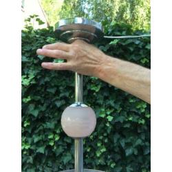 Art deco lamp, chroom met roze glas