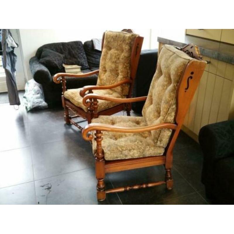 2 x Antieke Eiken Fauteuils