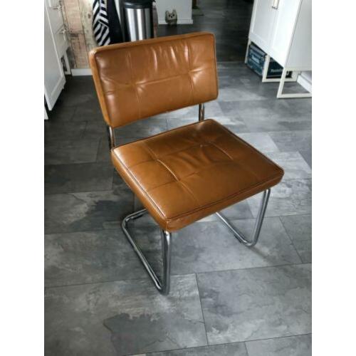 6 Stoelen - cognac bruin - metalen frame
