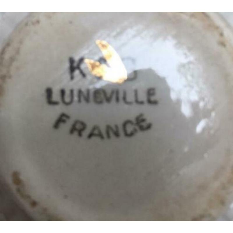 Frans porselein thee kopjes van Koninklijke Luneville, 9x