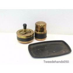 Vintage koperen asbak en tabakspotje 87198