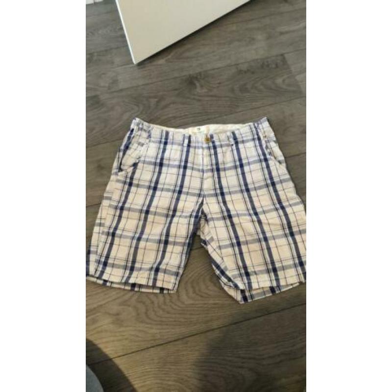 Korte heren broek scotch en soda wit blauw gestreept w31