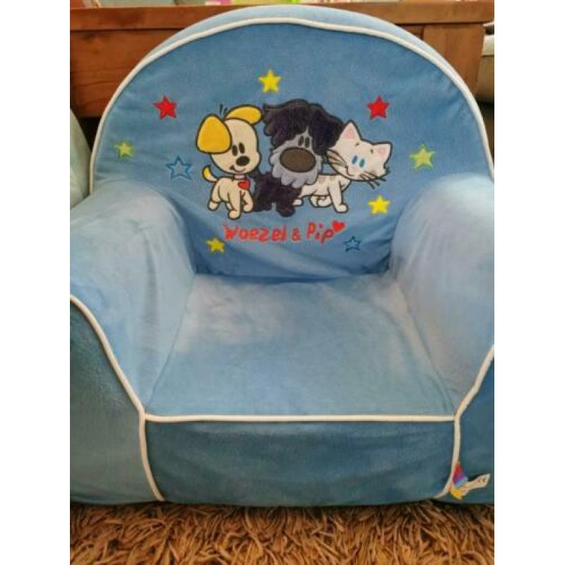 Woezel en Pip blauw kinderstoeltje, kinderfauteuil zgan
