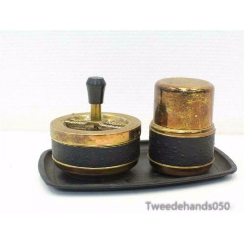 Vintage koperen asbak en tabakspotje 87198