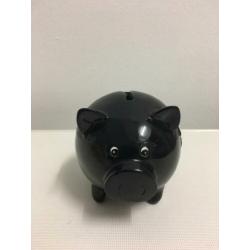 Zwart geld spaarpot van steen 11/13cm