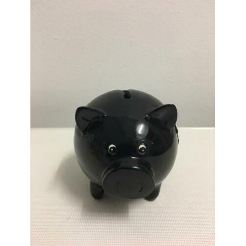 Zwart geld spaarpot van steen 11/13cm