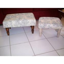 Footstool 41x62cm - Toile de Jouy - witte poten 550 - NIEUW!
