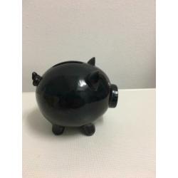 Zwart geld spaarpot van steen 11/13cm