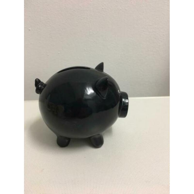Zwart geld spaarpot van steen 11/13cm