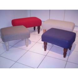 Footstool 41x62cm - Toile de Jouy - witte poten 550 - NIEUW!