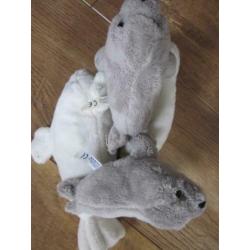 2 x SEMO toys 2x UNITOYS + SNOWY witte + grijze zeehondjes