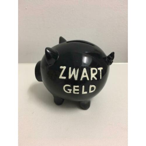Zwart geld spaarpot van steen 11/13cm