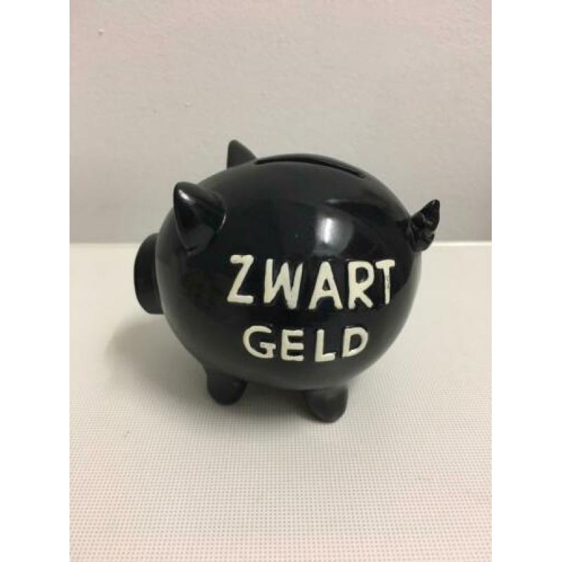 Zwart geld spaarpot van steen 11/13cm