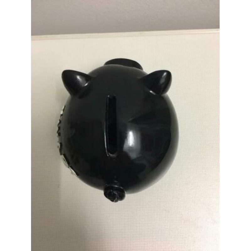 Zwart geld spaarpot van steen 11/13cm