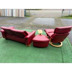 STRESSLESS bank set inclusief hocker + fauteuil met voetbank