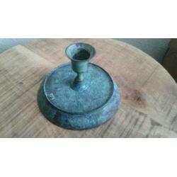 Kandelaar, koper, fraaie brocante GAAF doorsnee 12,5x6cm hg!