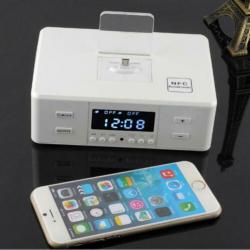 Universale Dock Speaker met Bluetooth/NFC/FM/Wekker (D9 Wit)