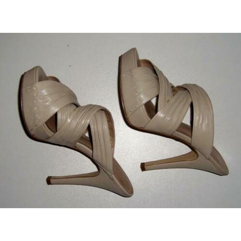 Open Pumps 38 Beige leer 5th.Avenue Als nieuw!